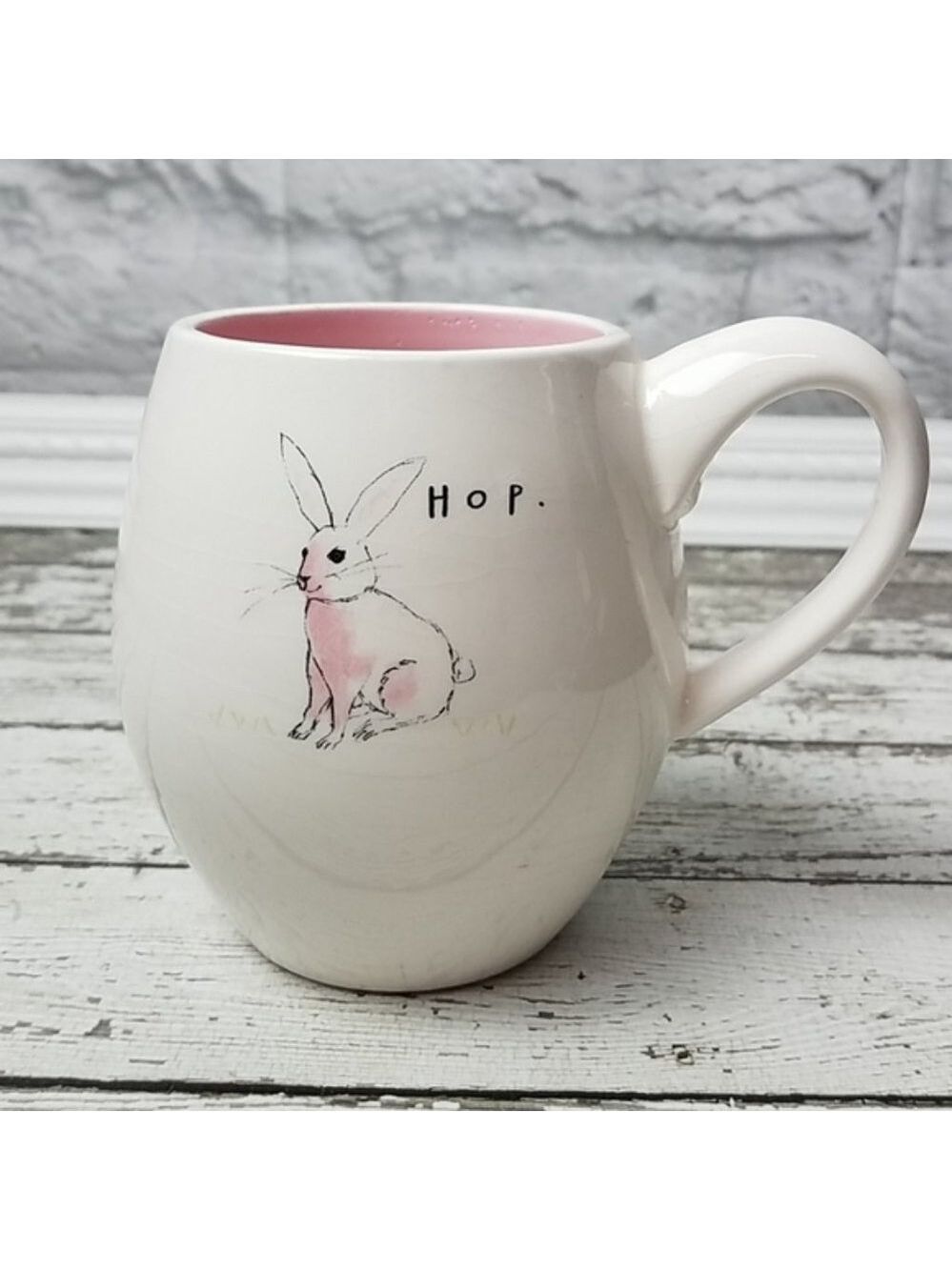 Vintage Rae Dunn Magenta Hop Bunny Rabbit mug